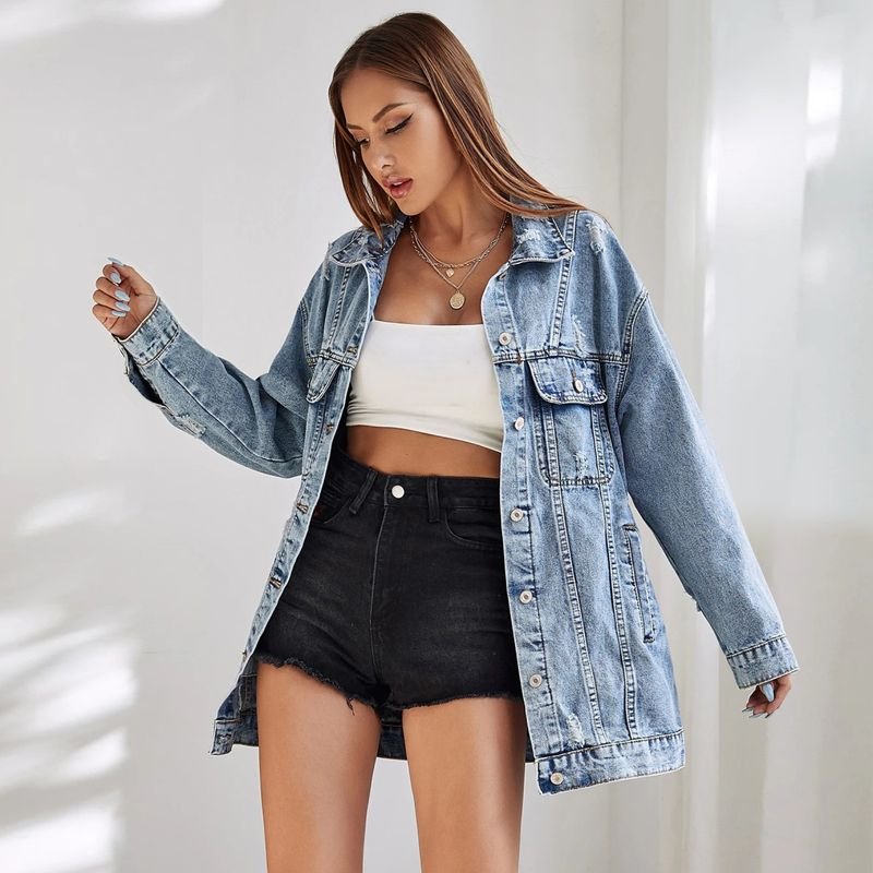 Women Fashion Loose Denim Jacket