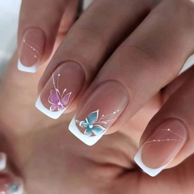 Medium Length Butterfly Fairy Fantasy Girl Fashion Fake Nail