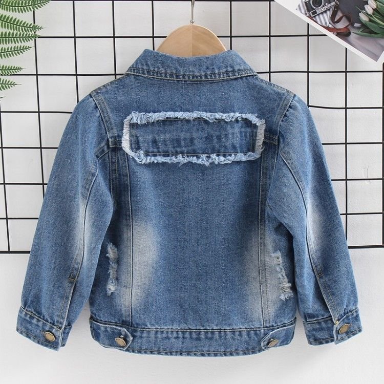 Kids Boys Basic Lapel Long Sleeve Single-breasted Denim Coat