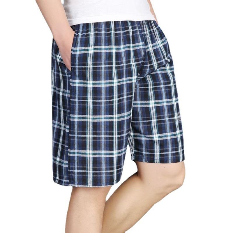 Mens Casual Plaid-Print Beach Shorts