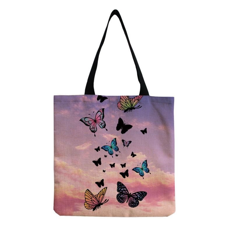 Women'S Multifunctional Large Capacity Butterfly Print Shopping Bag