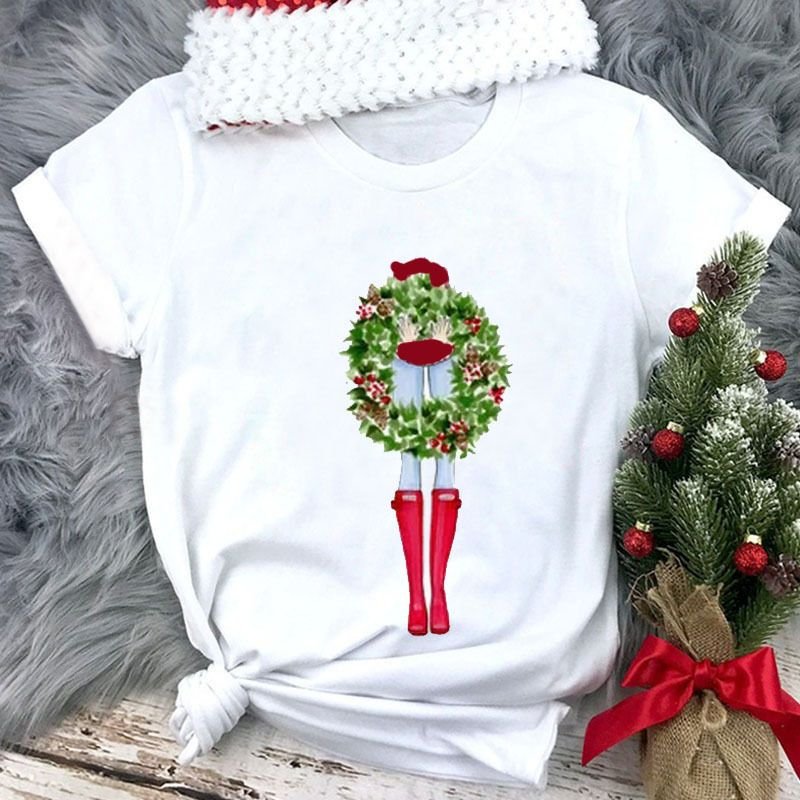 Women Happy Christmas Loose Cute Short Sleeve T-Shirt