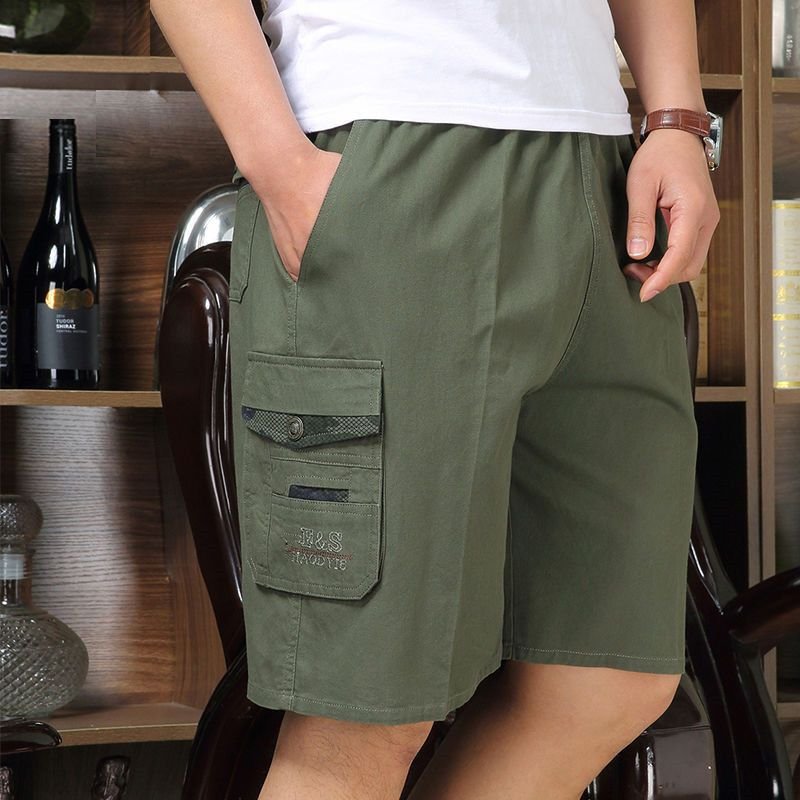 Men Casual Solid Multi-Pocket Cargo Shorts