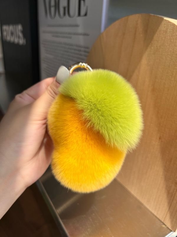 Cute Mango Rabbit Fur Plush Key Chain