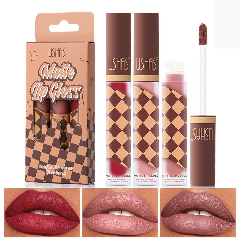 USHAS Women Simple Durable Matte Lipstick Cup 3 Sets