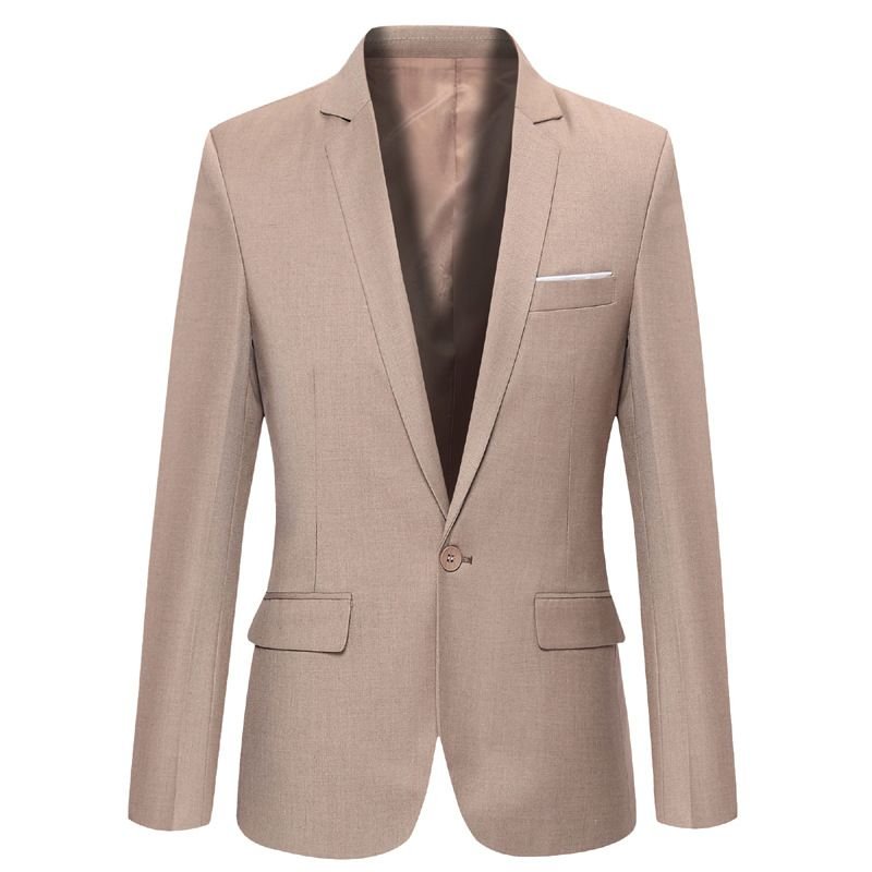 Men Plus Size Casual Long Sleeve Solid Color Pocket Design Suit Coat