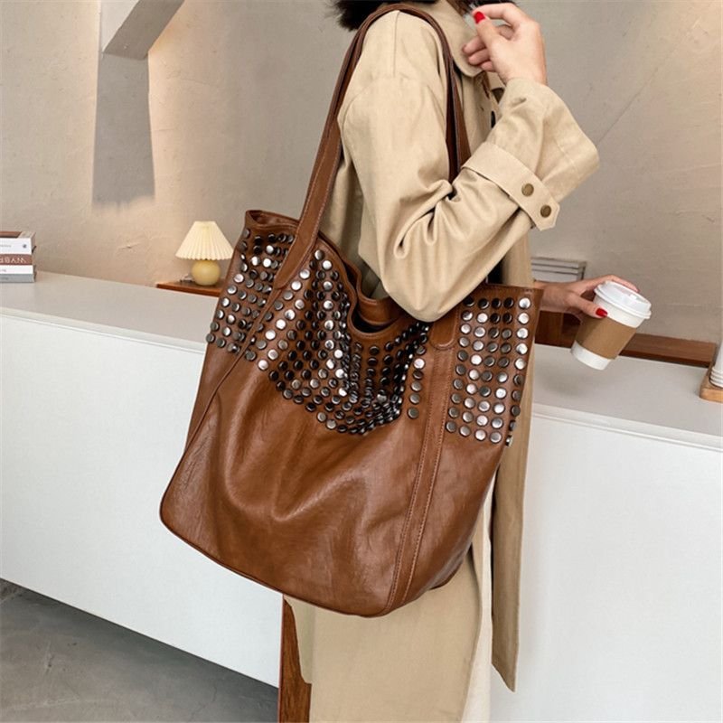 Women Fashionable Large Capacity Studded Tote Bag