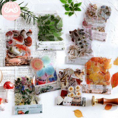 40Pcs/Bag Plant Flower Mushroom Ginkgo Pet Deco Diary Stickers Scrapbooking Planner Decorative Stationery Stickers