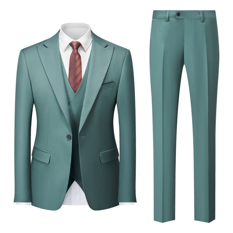 Men Business Wedding Office Solid Color Long Sleeve Lapel Suit Pants Plus Size Sets