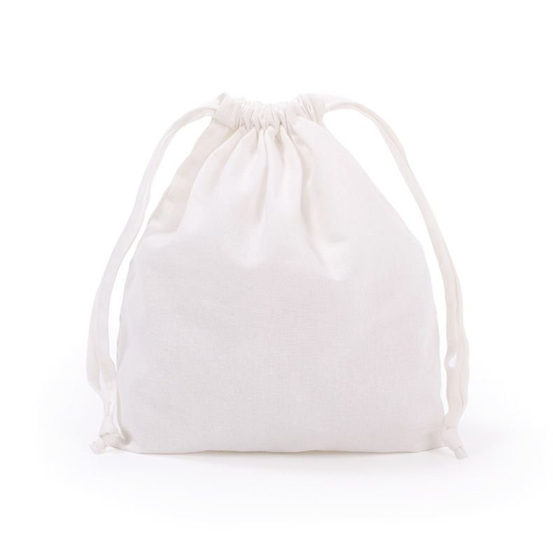 Custom Logo Solid Color Blank Drawstring Cotton Storage Bag