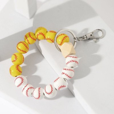 Fashion Creative Wooden Bead Bracelet Keychain