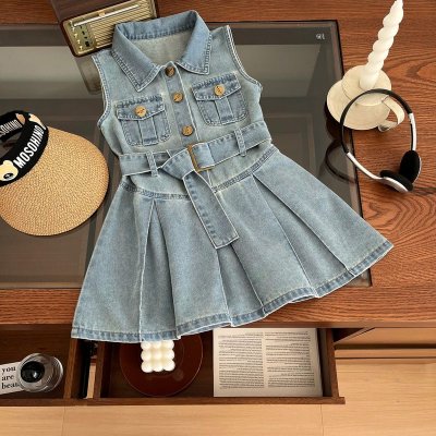 Children Fashion Girl Sleeveless Denim Dress