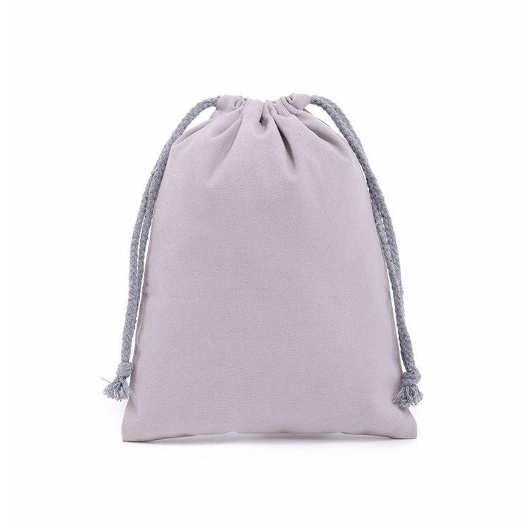 Custom Logo Solid Color Cotton Canvas Drawstring Bag