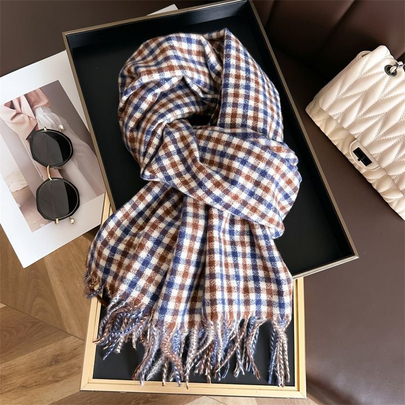 Autumn Winter Women British Style Cashmere Plaid Warm Scarf