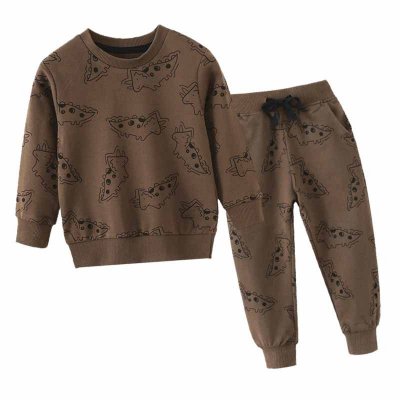 Kids Toddler Boys Spring Autumn Casual Cute Cartoon Dinosaur Print Long Sleeve Sweatshirts Trousers Sets