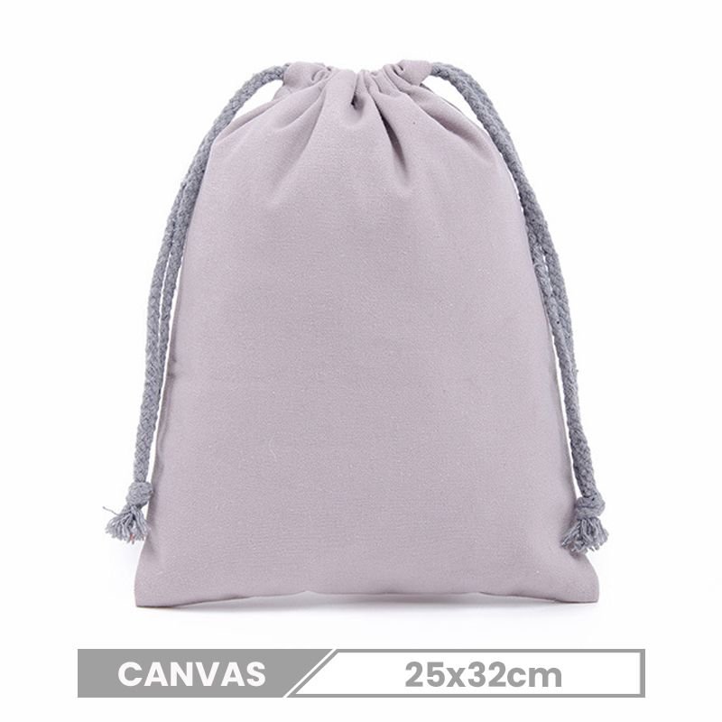 Custom Logo Solid Color Cotton Canvas Drawstring Bag