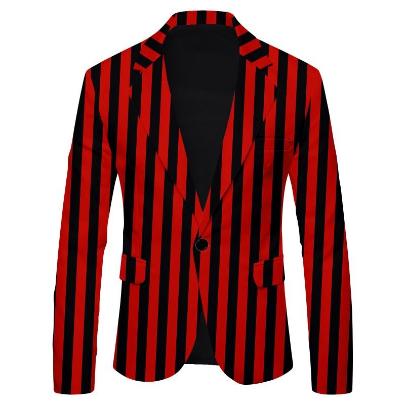 Men Spring Autumn Fashion Casual Party Stripe Zebra Leopard Print Long Sleeve Lapel Suit Coat