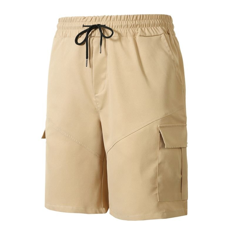 Men Summer Fashion Casual Solid Color Multi-Pocket Loose Cargo Shorts