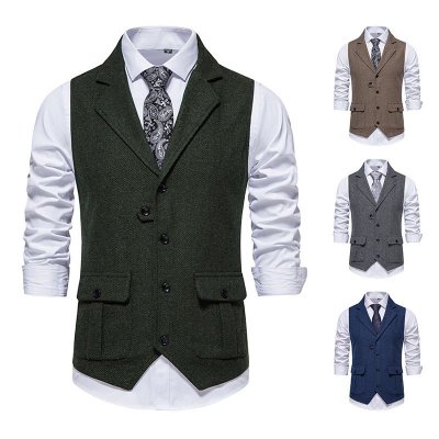 Men Fashion Business Casual Lapel Suit Vest