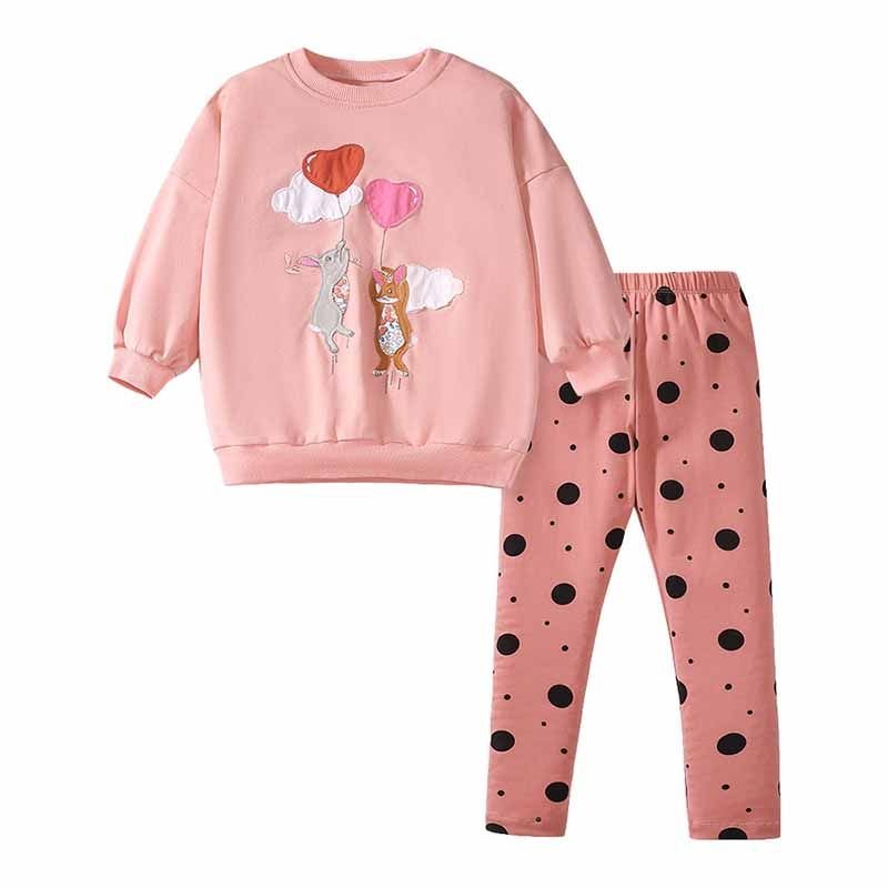 Kids Toddler Girls Spring Autumn Casual Cute Cartoon Print Long Sleeve Sweatshirts Pants Sets