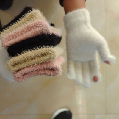 Autumn And Winter Women Fashion Thickened Warm Touch Screen Cold-Proof Plush Gloves