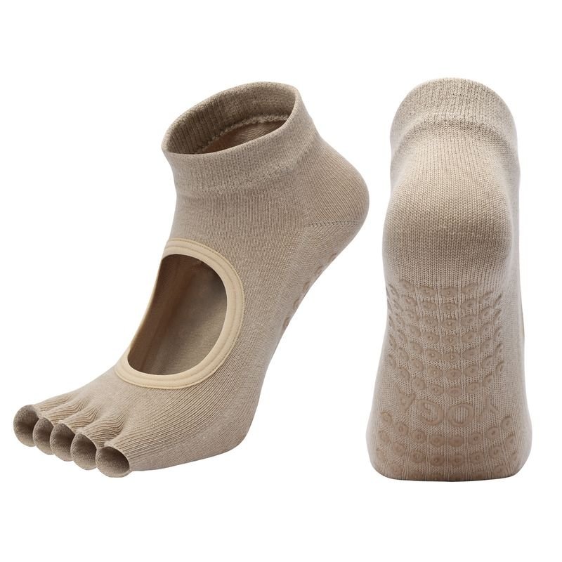 Combed Cotton Half Toe Open Back Yoga Socks