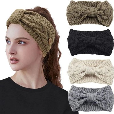 Women Fashion Knitted Twist Bow Warm Headband