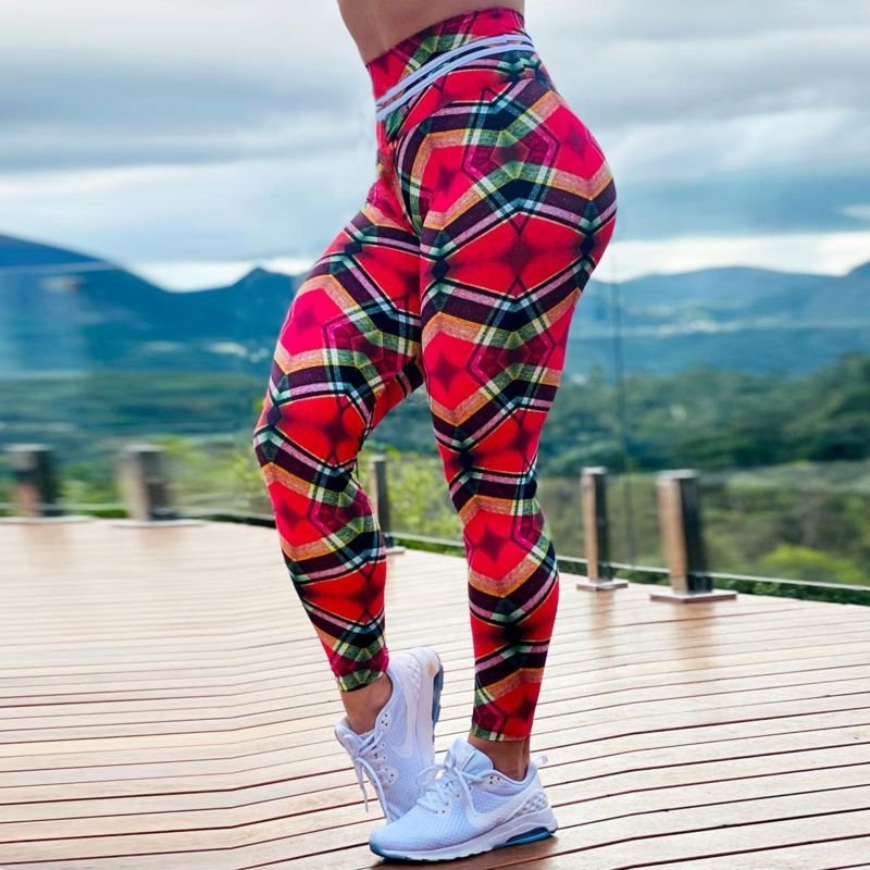 Women Multicolor Denim High Waist Hip Sports Running Fitness Pants