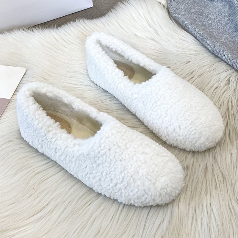 Winter Fashion Solid Color Plush Flat Loafers