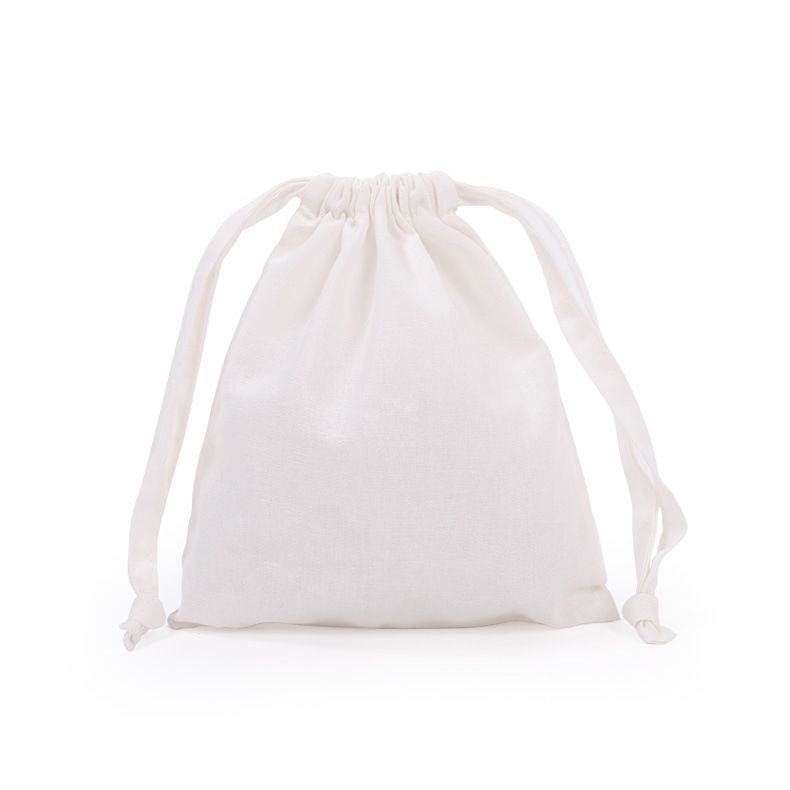 Custom Logo Solid Color Blank Drawstring Cotton Storage Bag