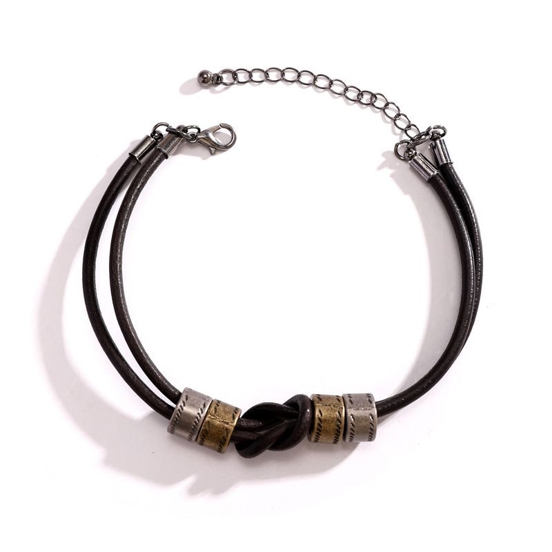 Men Fashion Casual Vintage Leather Ring Bracelet