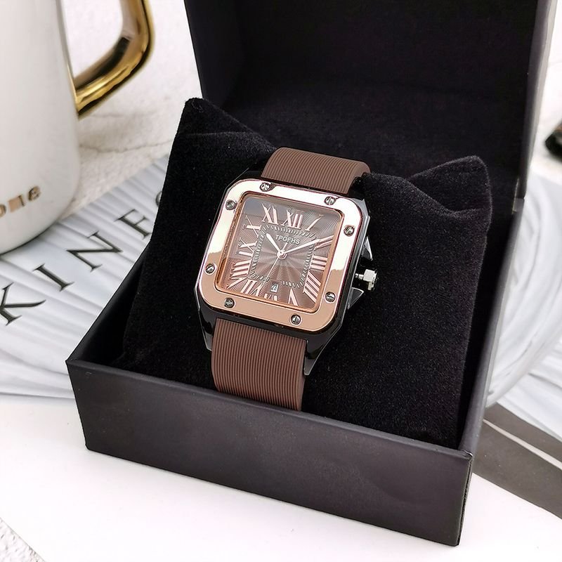 Simple Fashion Retro Roman Numerals Square Calendar Quartz Silicone Watch