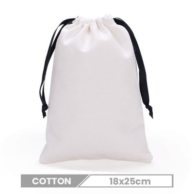 Custom Logo Solid Color Cotton Drawstring Bag