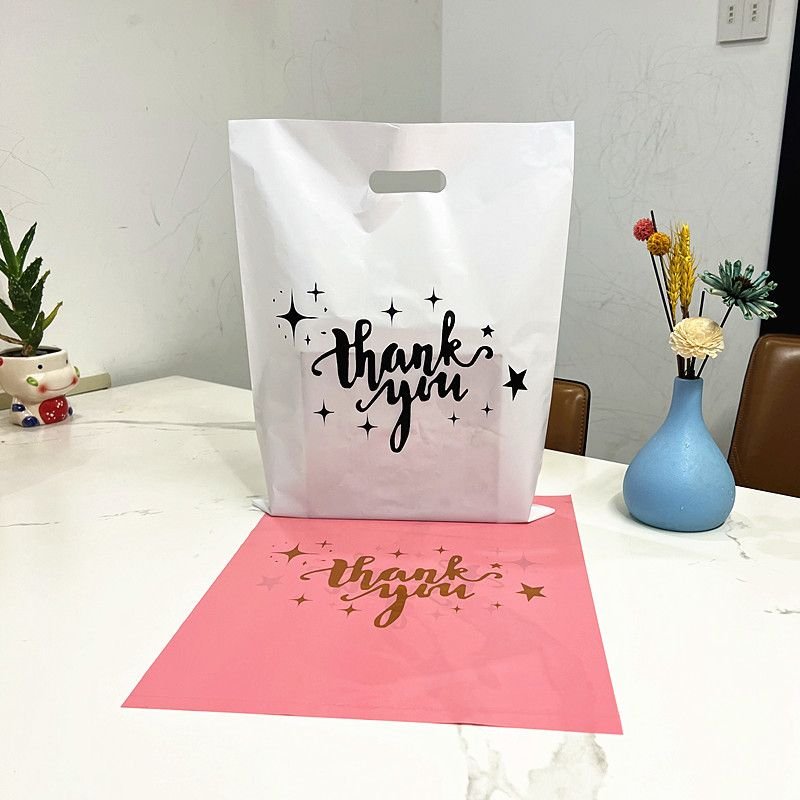 Thankyou Plastic Handbag Clothing Packaging Gift Bag 100/Set