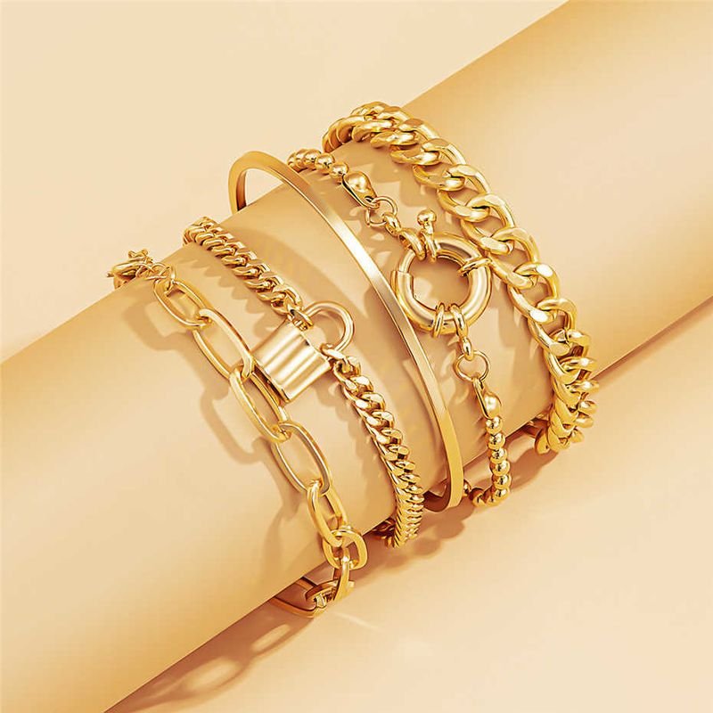 Fashion 4pcs/Set Women Chunky Chain Bracelets Set