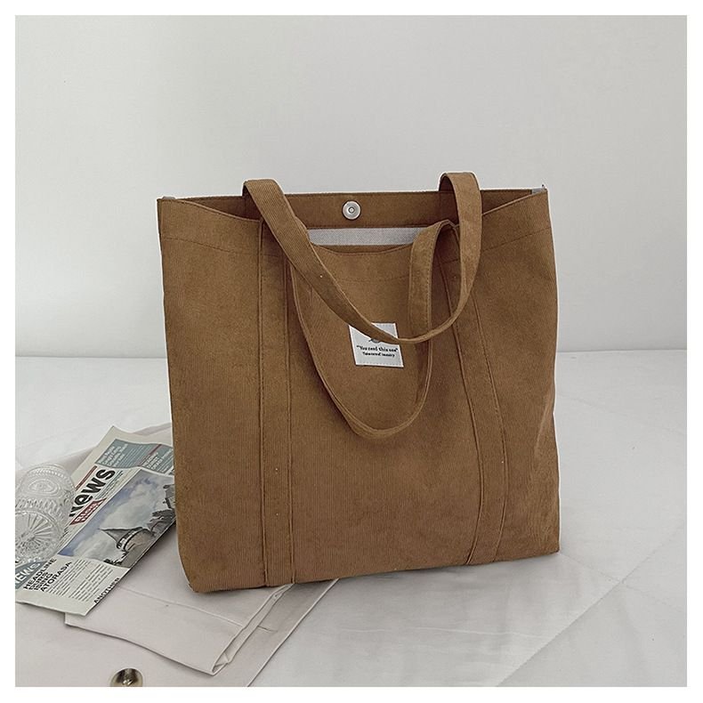 Women Fashionable Simple Solid Color Large Capacity Canvas Tote Bag