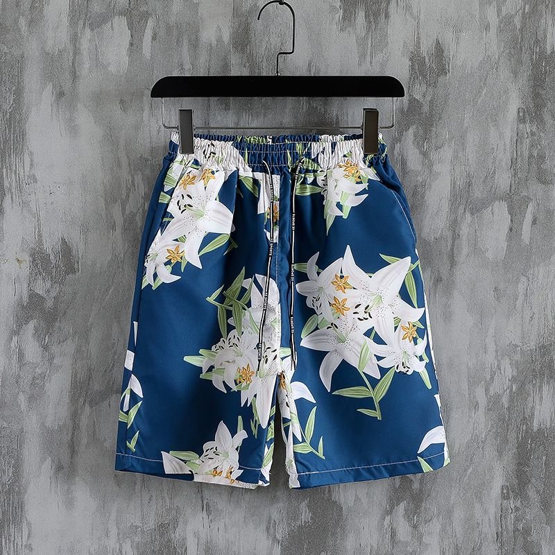 Men Casual Holiday Tiny Flower Print Plus Size Beach Shorts