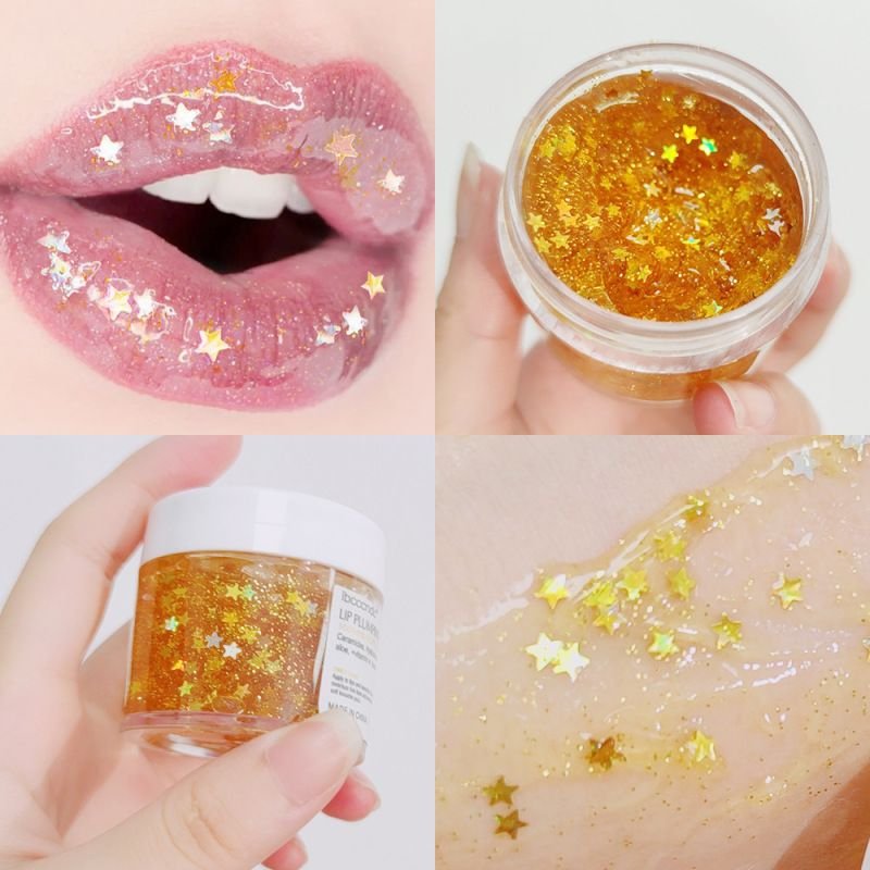 Ibcccndc Love Star Sequins Fade Lip Wrinkle Lip Plumping Glitter Mask