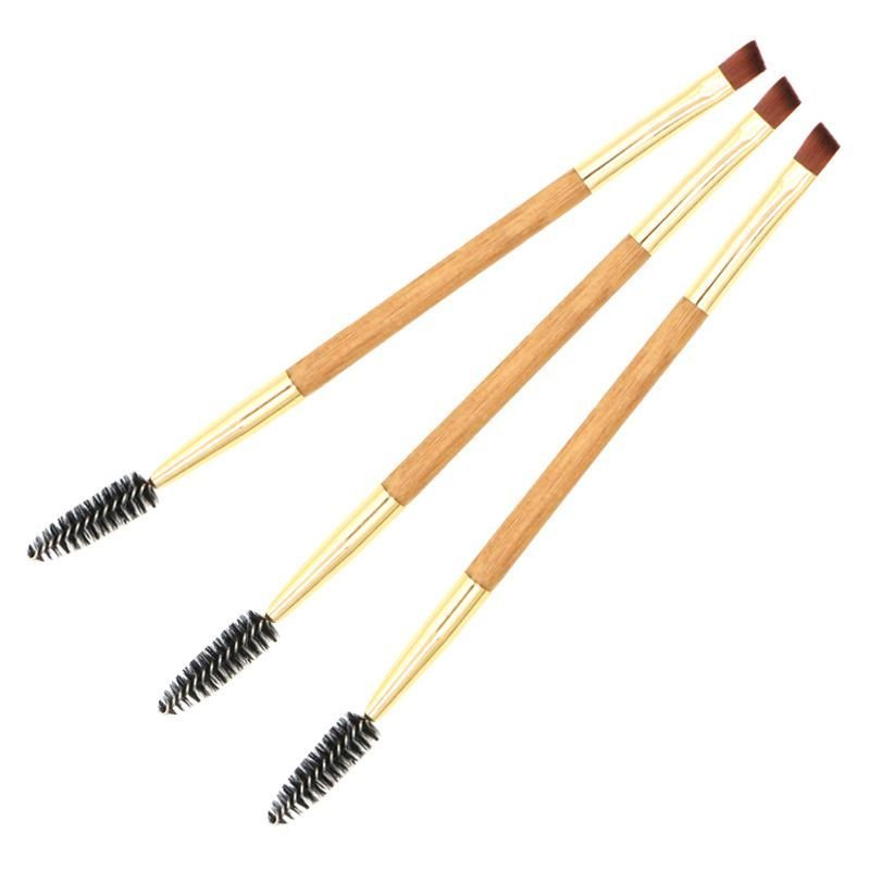 Double-Head Wooden Handle Eyelash Lip Brush