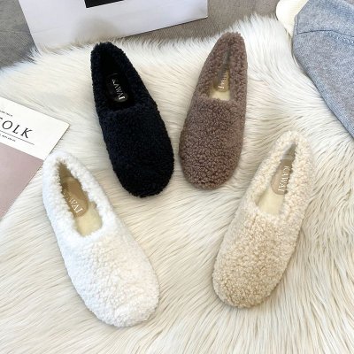 Winter Fashion Solid Color Plush Flat Loafers