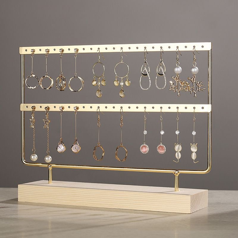 Solid Wooden Iron Earring Rack Storage Jewelry Display Rack