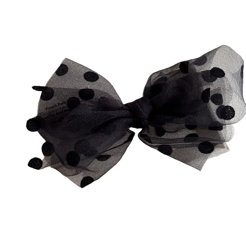 Women Fashion Mesh Dot Bow Spring Clip