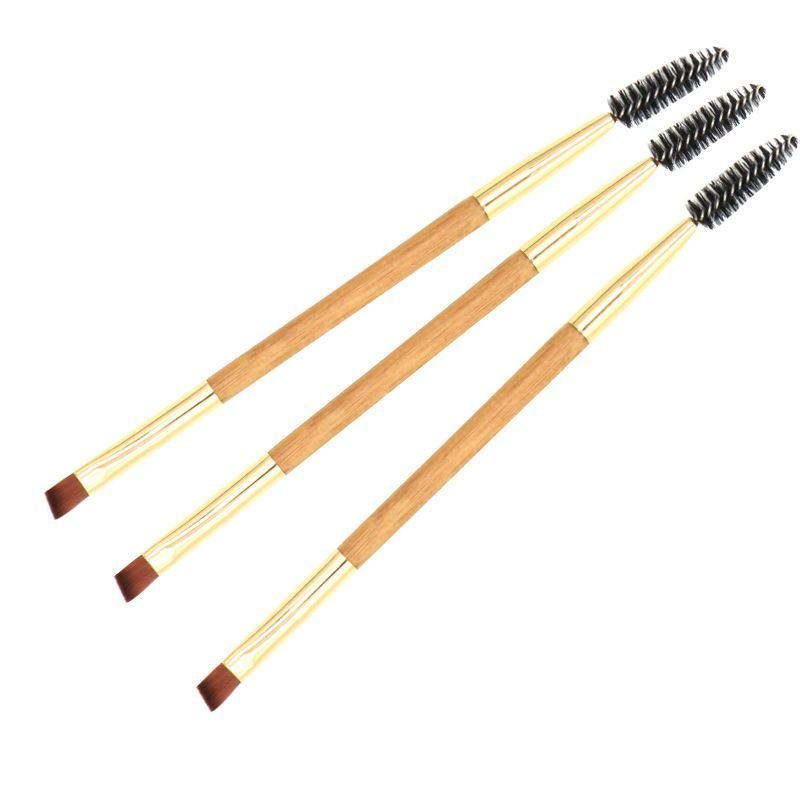 Double-Head Wooden Handle Eyelash Lip Brush