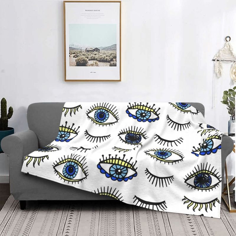 70X100cm Eyelash Knitted Blanket Cartoon Evil Eye Flannel Blanket