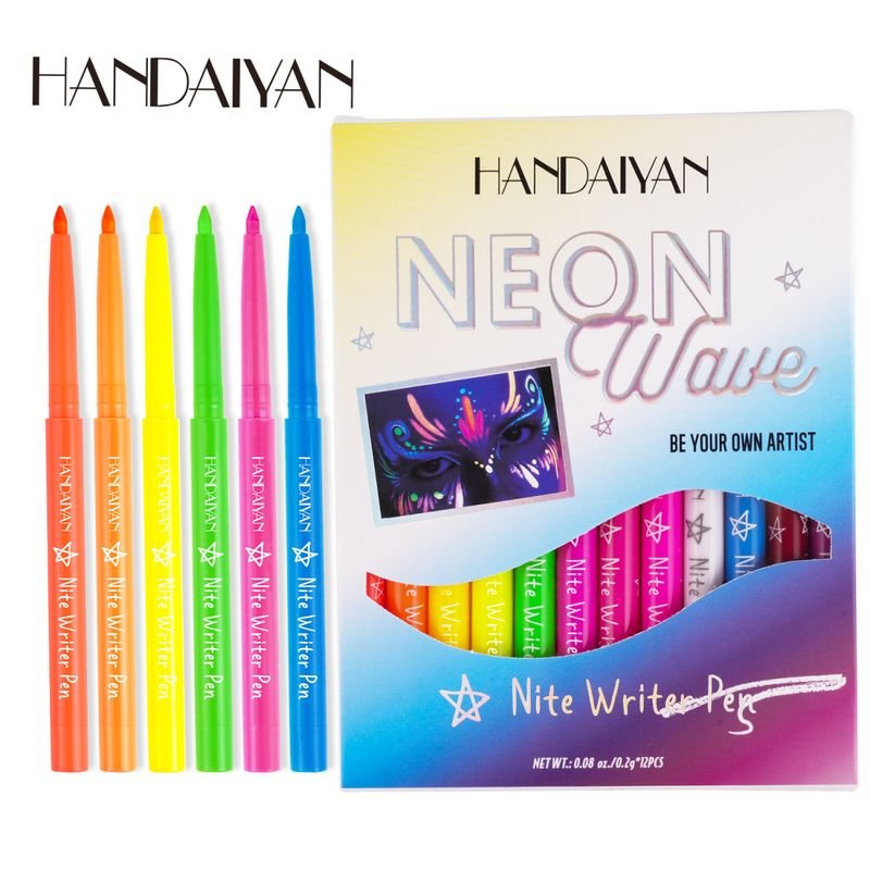 Handaiyan Women Natural Non-Blooming Multicolor Uv Fluorescent Eyeliner Set