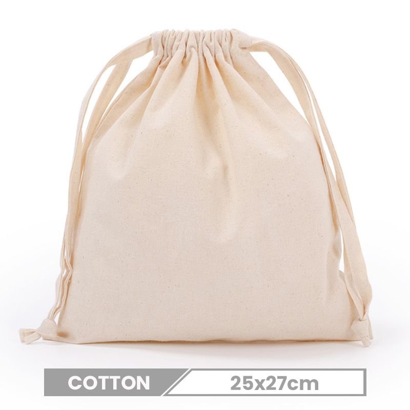 Custom Logo Solid Color Blank Drawstring Cotton Storage Bag