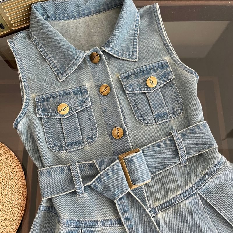 Children Fashion Girl Sleeveless Denim Dress