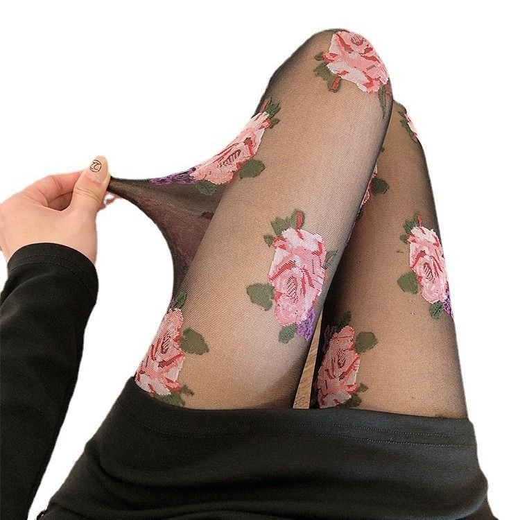 Women Fashion Sexy Floral Embroidered Anti-Hook Silk Pantyhose