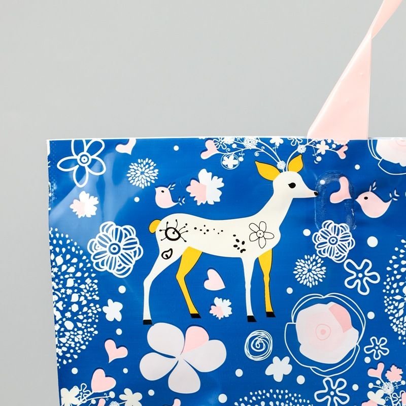 Simple Cartoon Floral Deer Printing Gift Shopping Plastic Tote Bag