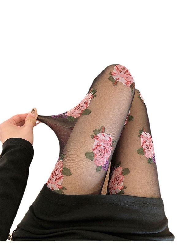 Women Fashion Sexy Floral Embroidered Anti-Hook Silk Pantyhose